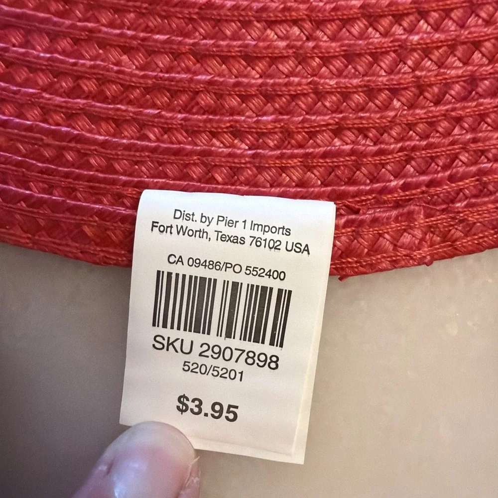 Set of 4 Pier 1 Imports Round Circle Bright Red Woven Placemats 14.75